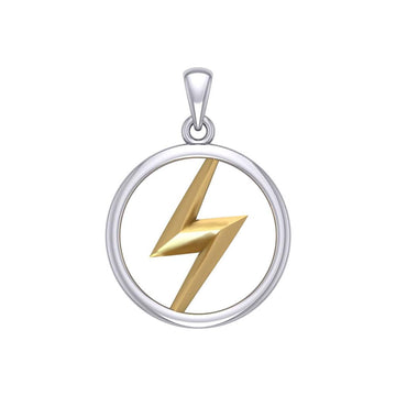 Zeus God Lightning Bolt Silver and Gold Large Pendant MPD5897 - Jewelry